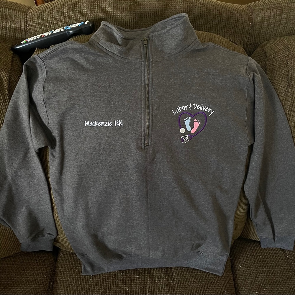 1/2 zip labor and delivery sweatshirt